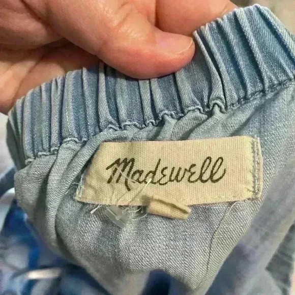 Madewell Denim Azalea Off-the-Shoulder Mini Dress Blue Bell Sleeve Size S - Picture 6 of 11